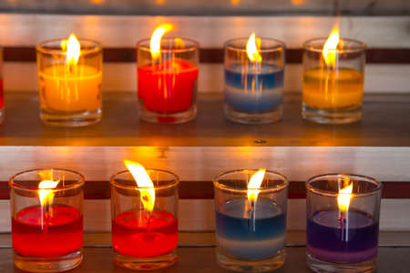 Group of burning color candlesの写真素材