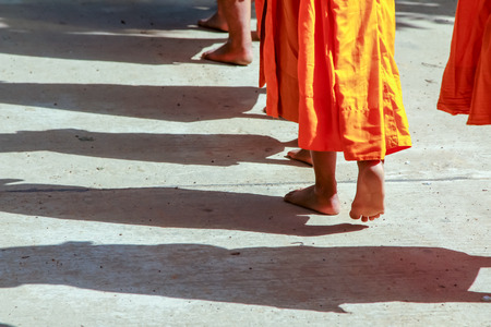 Buddhist Monks  are walkingの写真素材
