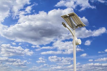 LED Street lighting with solar cells systemの写真素材