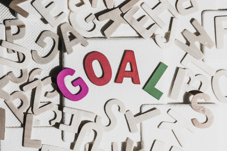 GOAL concept, colourful wooden text word "goal"の写真素材