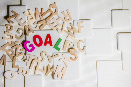 GOAL concept, colourful wooden text word "goal"の写真素材