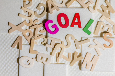 GOAL concept, colourful wooden text word "goal"の写真素材