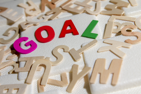 GOAL concept, colourful wooden text word "goal"の写真素材