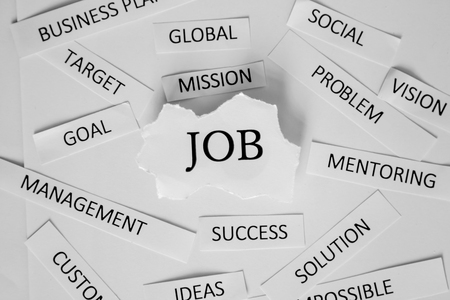 Jobs search concept, Torn newspaper headlines ,copy spaceの写真素材