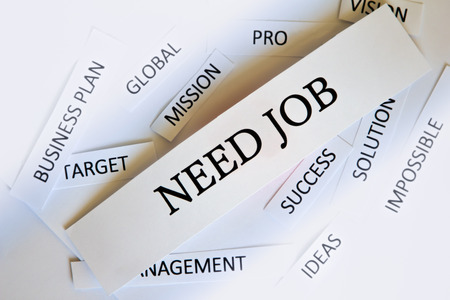 Jobs search concept, Torn newspaper headlines ,copy spaceの写真素材