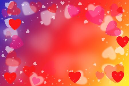 Valentine day, Blurred hearts light and sparkling particles abstract background.の写真素材