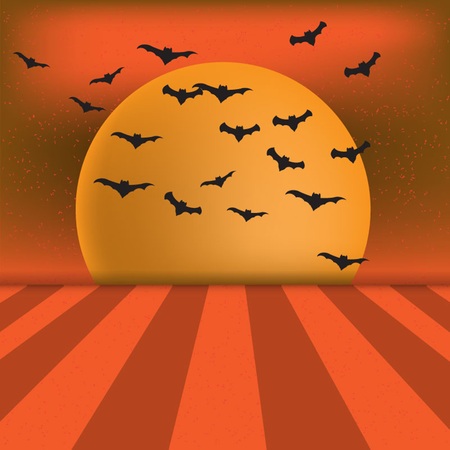 Halloween background Silhouette bat of the moon and the night skyのイラスト素材