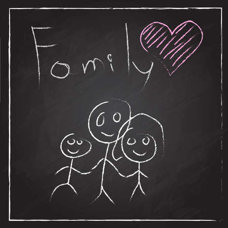 family blackboard backgroundのイラスト素材