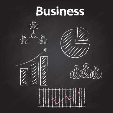 set chart blackboard backgroundのイラスト素材