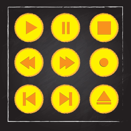 Media player control icon set vectorのイラスト素材