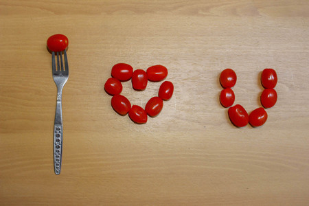 lovely tomato and tomato heart.の写真素材