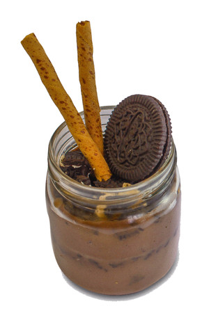 A chocolate jar is delicious dessert.の写真素材