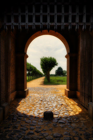Ancient roman gate in Xanten archaeological parkの写真素材