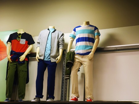 Edison New Jersey - April 1 2017. Spring fashion for young teenage men and boys displayed on mannequins in an apparel storeのeditorial素材