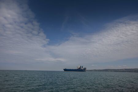 A ship on its way from the port of Koper to the wider worldの写真素材