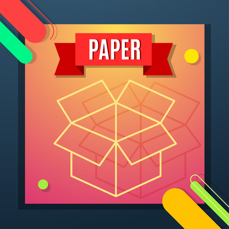 Waste sorting flat icon with paper packing box and text.のイラスト素材