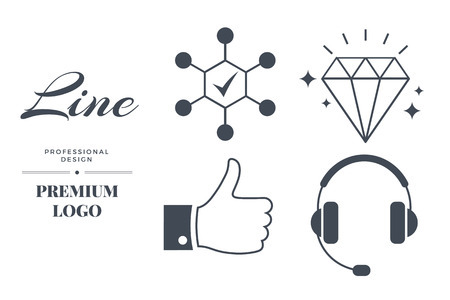 Modern linear icon set design. Vector sign template for web page or logoのイラスト素材