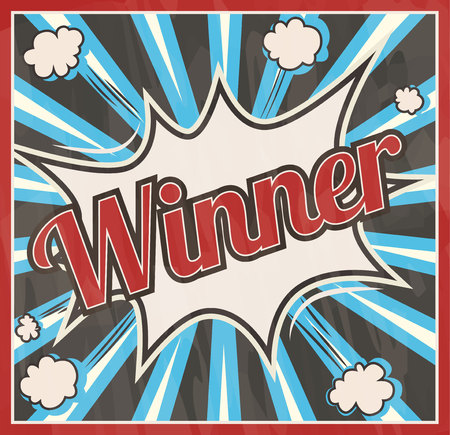 Retro style Winner signboard Background. Boom comic book explosion vector templateのイラスト素材