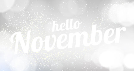 Hello November white vector card. modern soft color background with snowのイラスト素材
