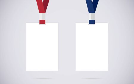 Empty id card badge id card set with lanyard. vector design and text template illustrationのイラスト素材