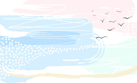 Creative pastel color background with retro style sky hand drawn designのイラスト素材