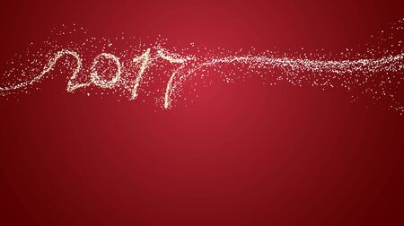 2017 creative red color background design for new year greeting card, flyer, invitation, poster, brochure, banner, calendar. Vector template with snow and copy spaceのイラスト素材