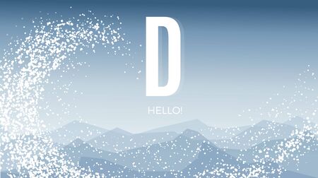 Geometric Blue abstract winter background with snow, mountains and text. Vector design illustrationのイラスト素材