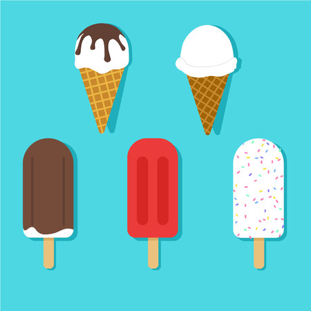 Ice cream vector set, creative flat style illustrationのイラスト素材