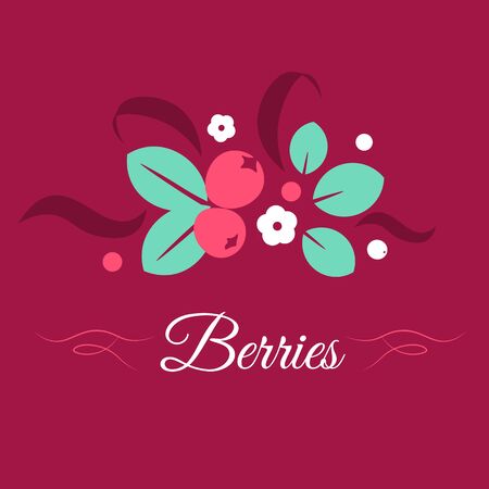 Berries vector creative illustration, folk style isolated color design templateのイラスト素材