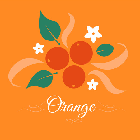 Orange vector creative illustration, folk style isolated color design templateのイラスト素材