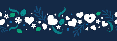 Vector love with hearts and flowers. Creative seamless ornament design for greeting card, banner or web header decorationのイラスト素材