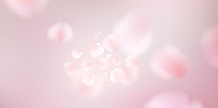 Pink sakura falling petals vector background. 3D romantic illustrationのイラスト素材