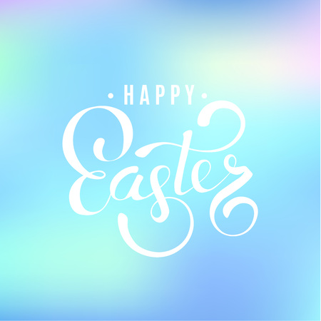 Happy easter handwritten lettering design text isolated templateのイラスト素材