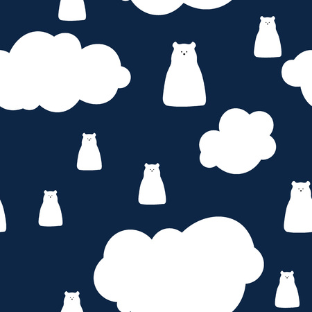 Polar bear design seamless pattern background. Vector flat cute template, simple minimal illustrationのイラスト素材