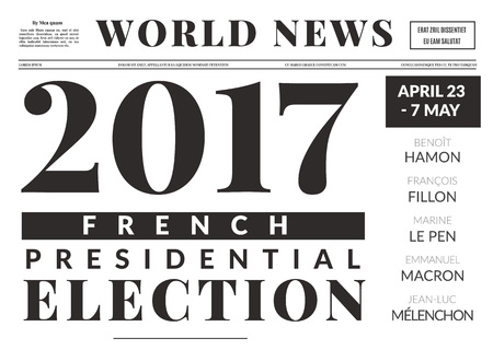French presidential election 2017. Vector illustration newspaper background.のイラスト素材