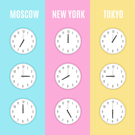 Time zones clocks vector template. Vector illustration designのイラスト素材