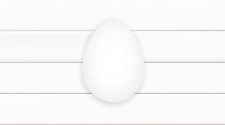 White egg on wooden background. Cooking design template. Modern horizontal vector illustration.のイラスト素材