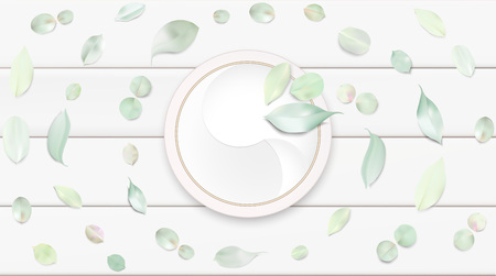 Fashion accessories collection. Makeup face skin cream with rose flower leaves.のイラスト素材