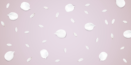 Soft pastel color floral 3d illustration on pink background. White wild Camomile and Sakura flower petals watercolor style vector template. Summer horizontal bannerのイラスト素材