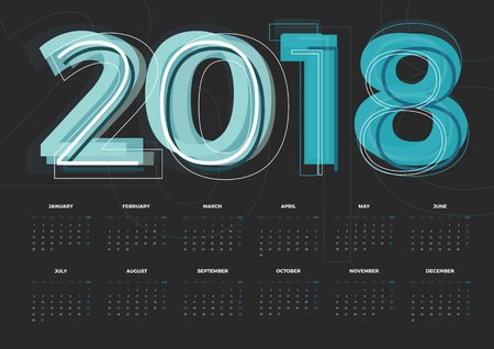 Wall Monthly Calendar for the year 2018. Vector eps10 templateのイラスト素材