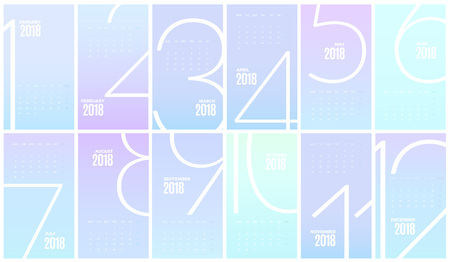 Wall Monthly Calendar for the year 2018. Vector eps10 templateのイラスト素材
