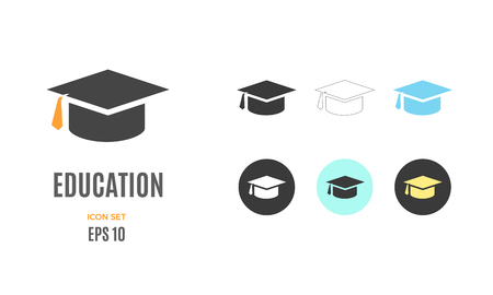 Vector education infographic template. Color graduation icon design for your illustration or school presentationのイラスト素材
