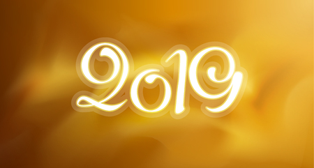 2019 New year background greeting card. Vector gradient template with space illustration and lettering. Creative holyday pattern ready for print or webのイラスト素材