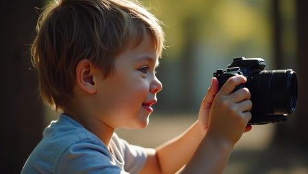 Child capturing video clips of their favorite practice highlights for future examination, Professional stock photo, AI generated photographの素材