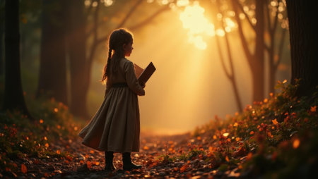 Magical sense of time standing still as stories transport young listeners to far-off lands , Professional stock photo, AI generated photographの素材