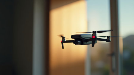 Miniature testing drone flight in corner created as side project by team , Professional stock photo, AI generated photographの素材