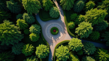 Overhead view showing intricacy of their path amid dense foliage, Professional stock photo, AI generated photographの素材