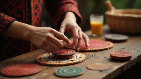 Cultural workshops inviting participation allowing hands-on learning of traditional arts, Professional stock photo, AI generated photographの素材