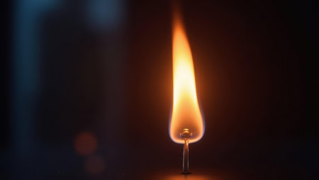 Soft glow of bunsen burner under gently simmering experiment, Professional stock photo, AI generated photographの素材