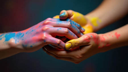 Their intertwined hands offering support on steeper parts of trail, Professional stock photo, AI generated photographの素材
